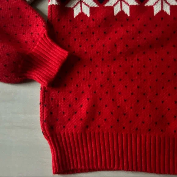NWT Janie & Jack Red Holiday Snowflake Reindeer Sweater - Picture 3 of 4